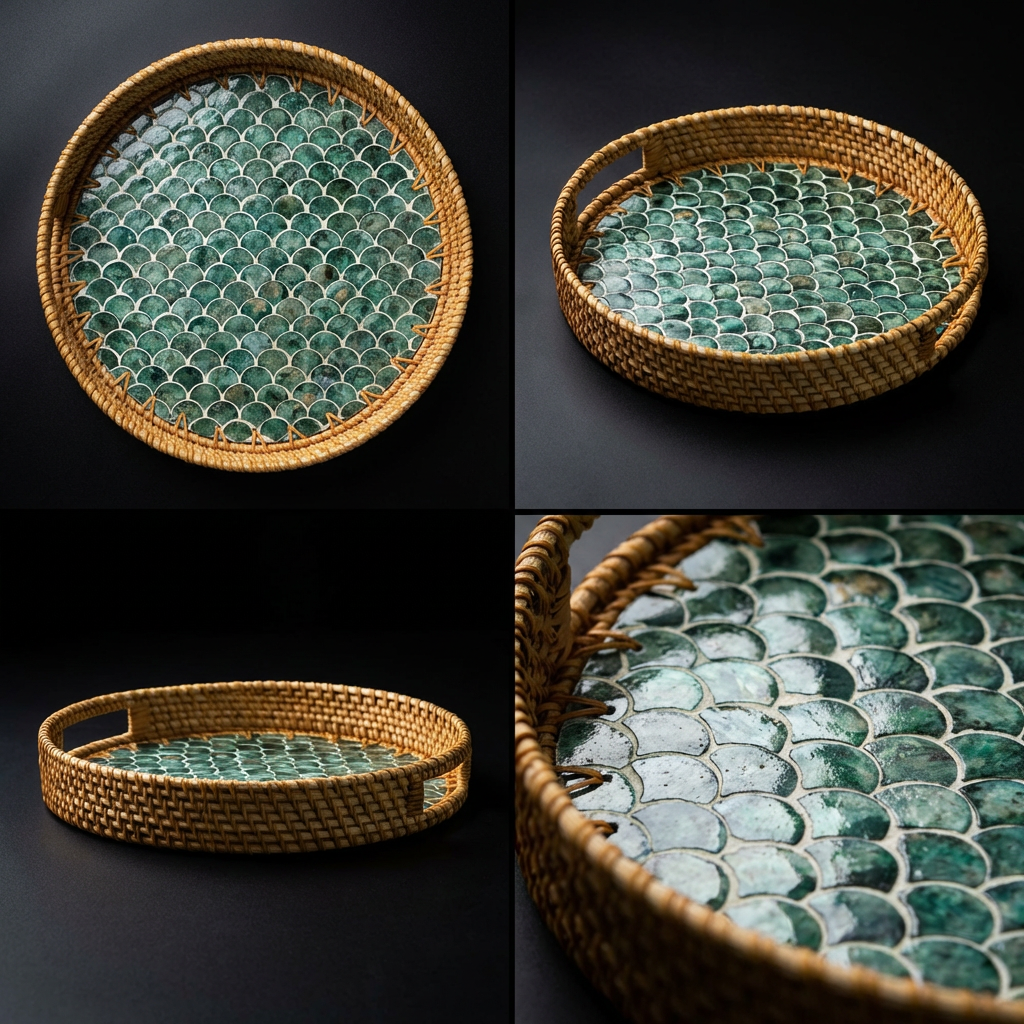 Rattan Trays • Mother of Pearl • Cascade (Multiple Sizes)
