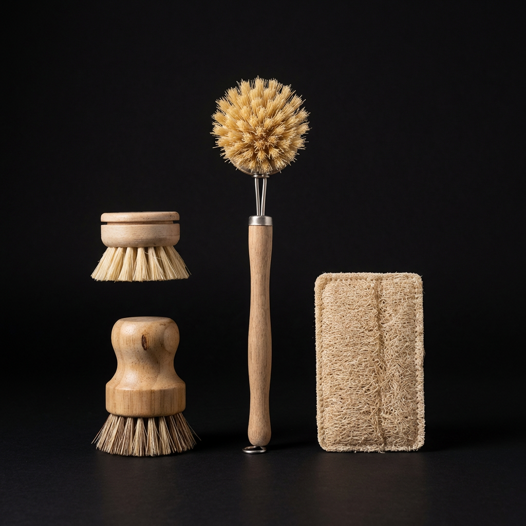 Bamboo Dish Brush Set – 4-Piece Eco Kit with Loofah