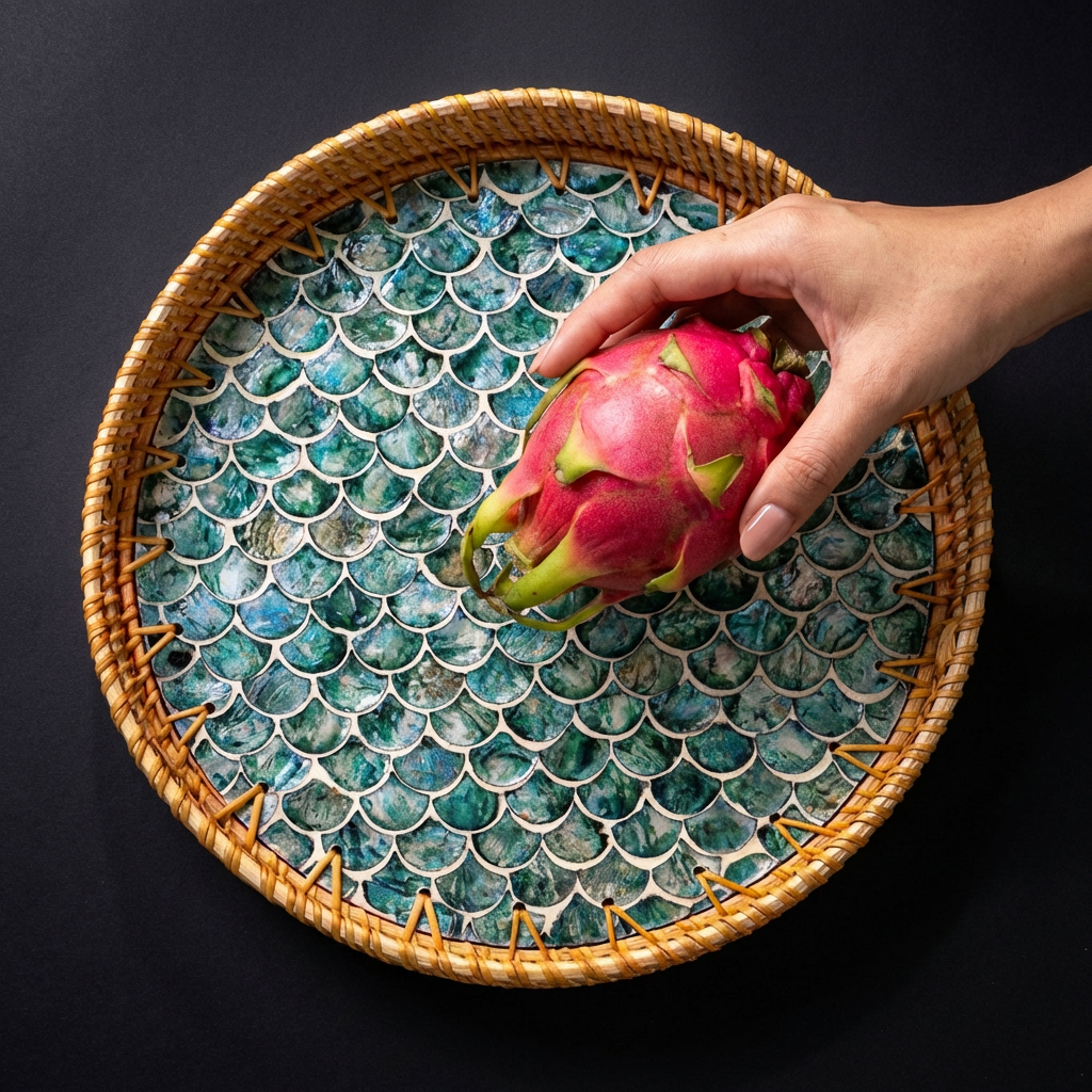Rattan Trays • Mother of Pearl • Cascade (Multiple Sizes)